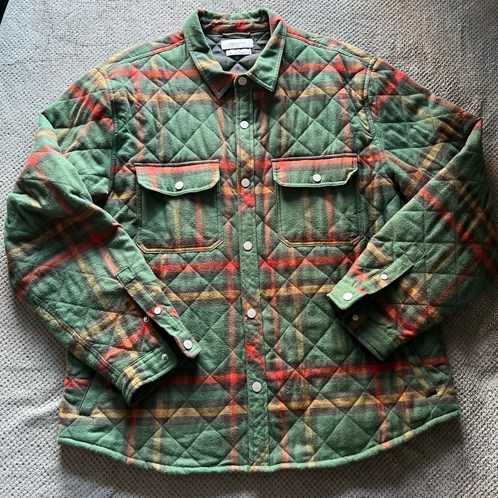 Urban Outfitters Quilted Plaid Jacket - Green & Red